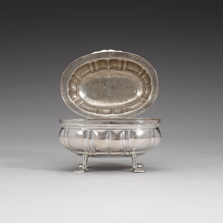 A 18th century silver casket, unidentified makers mark HB.