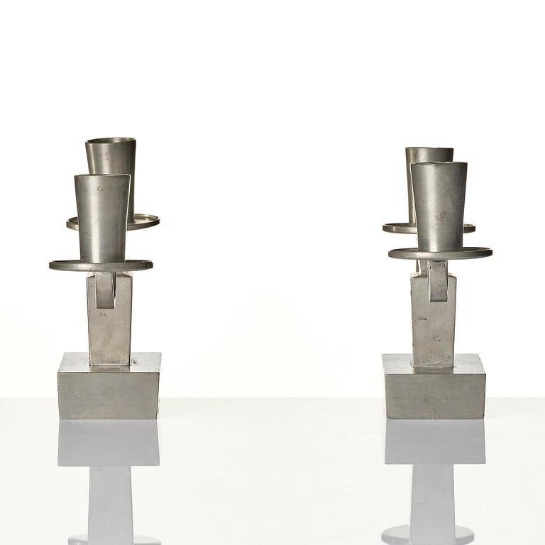 Nils Fougstedt, a pair of pewter candelabra model "A 1047", Firma Svenskt Tenn, Stockholm 1932.