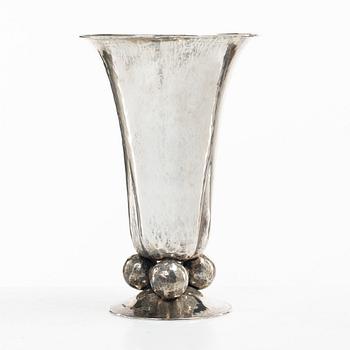 A Swedish silver vase, mark of JE Skreij, Falun 1925.