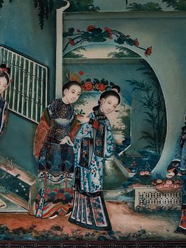 A reverse glass painting, Qing dynasty (1664-1912).