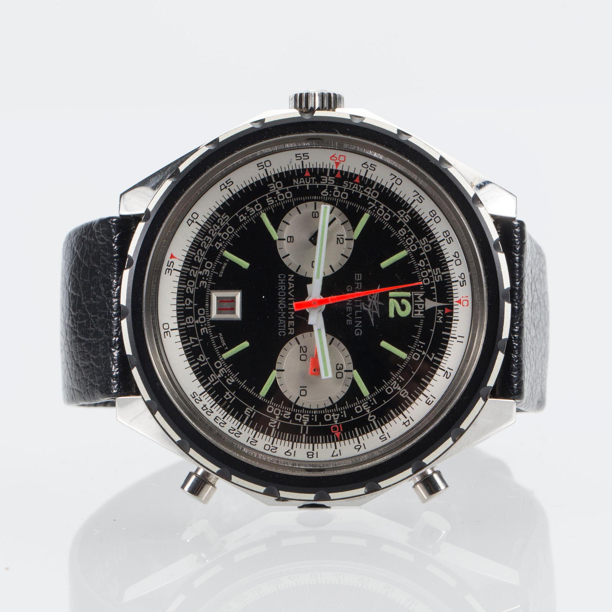 ARMBANDSUR, stål, Breitling Navitimer Chrono-Matic, ca 1970-tal.