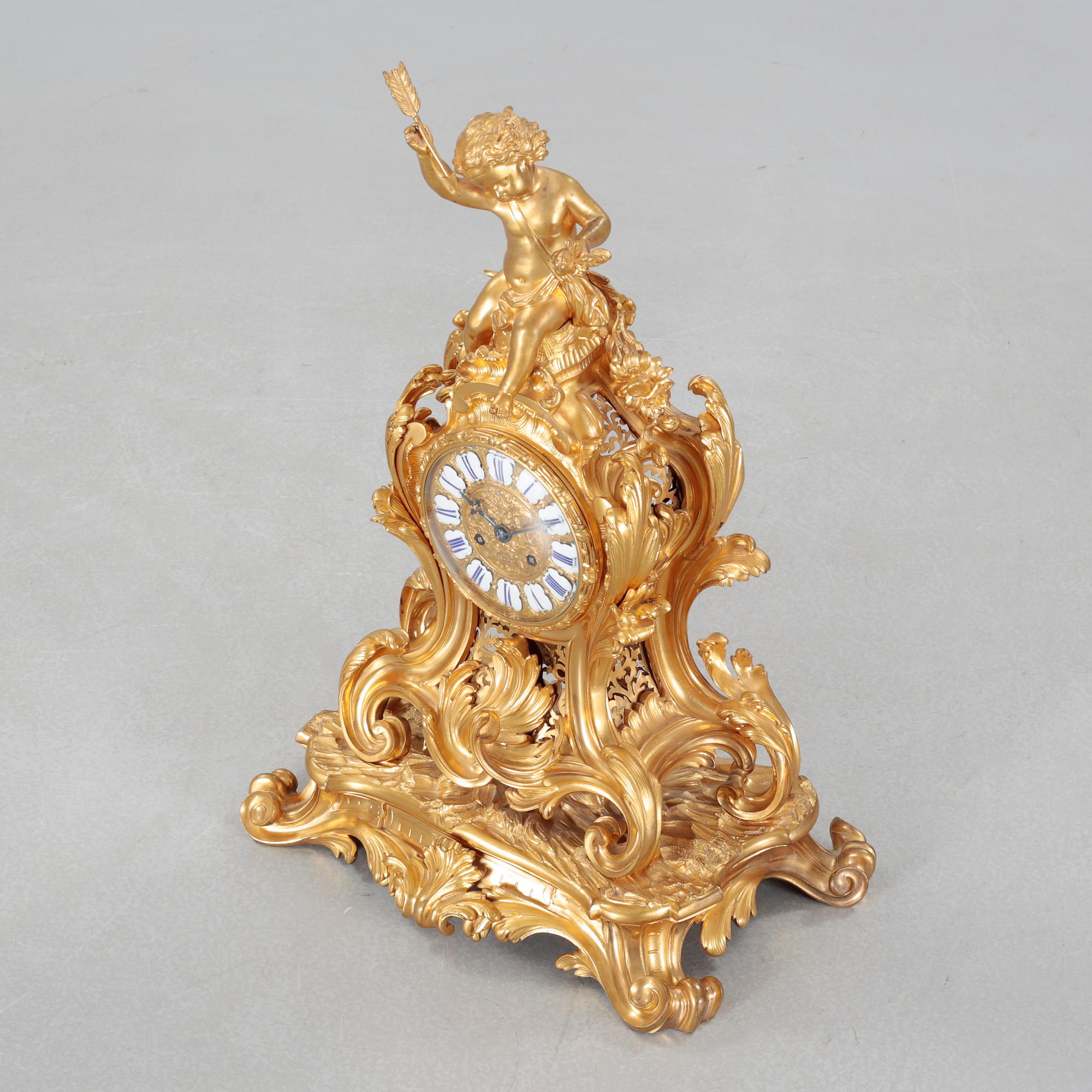 A table clock, clockwork marked "Vr PAILLARD A PARIS, RODIER A PARIS", mid/second half of the 19th century.