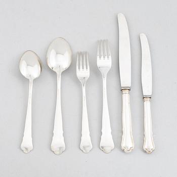Bestickservis, 27 delar, silver, "Chippendale", GAB, Stockholm 1940.