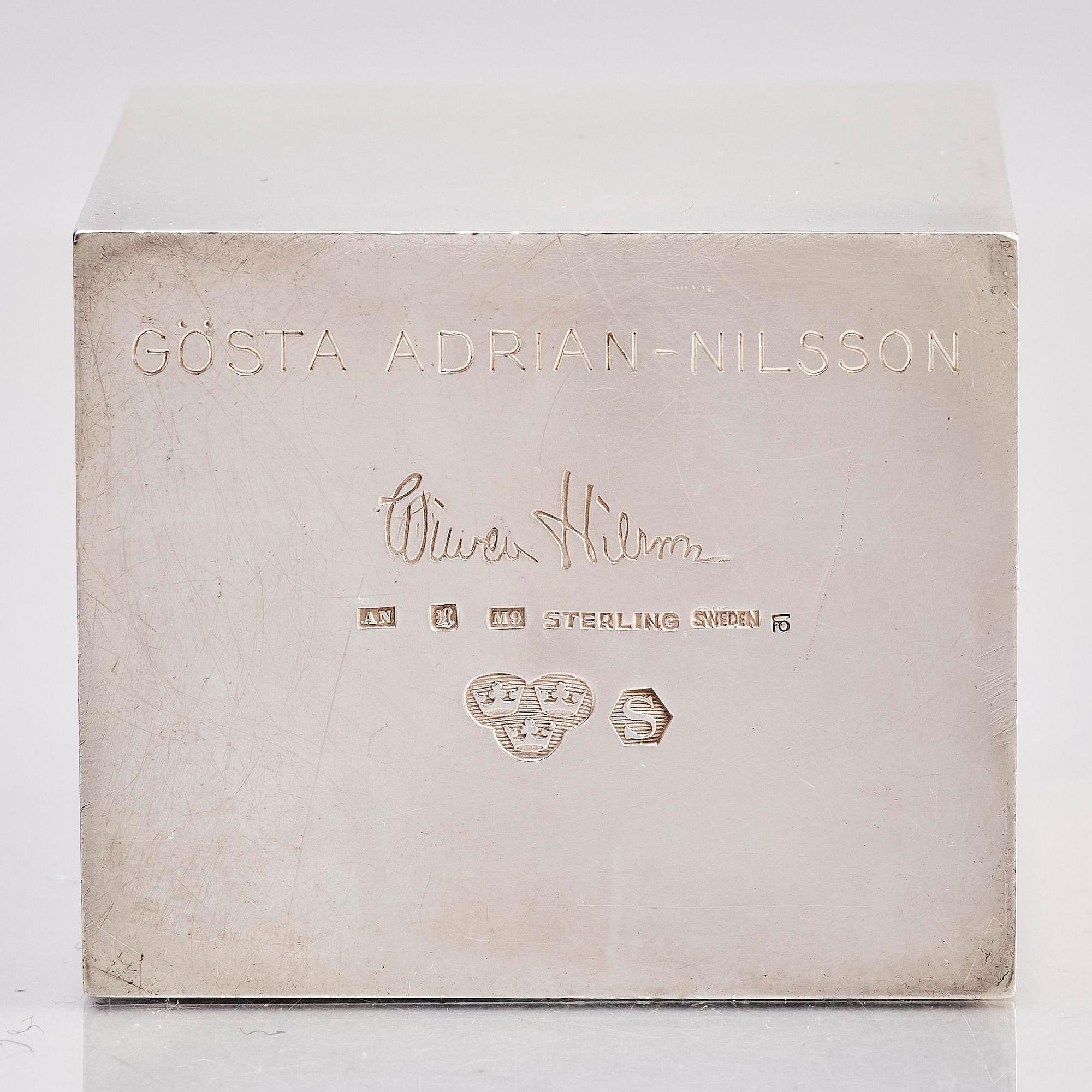 Wiwen Nilsson, a rectangular sterling lidded box, Lund Sweden 1962, reportedly a gift from Wiwen to GAN (Gösta Adrian-Nilsson).