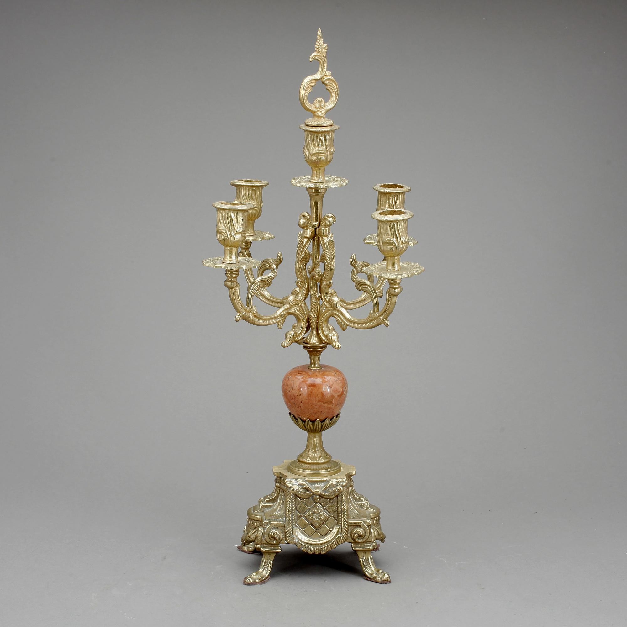 KANDELABER, brons och sten, 1900-talets första hälft.