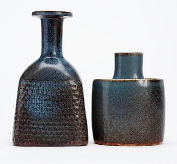 Two Stig Lindberg stoneware vases, Gustavsberg studio 1969-1971.