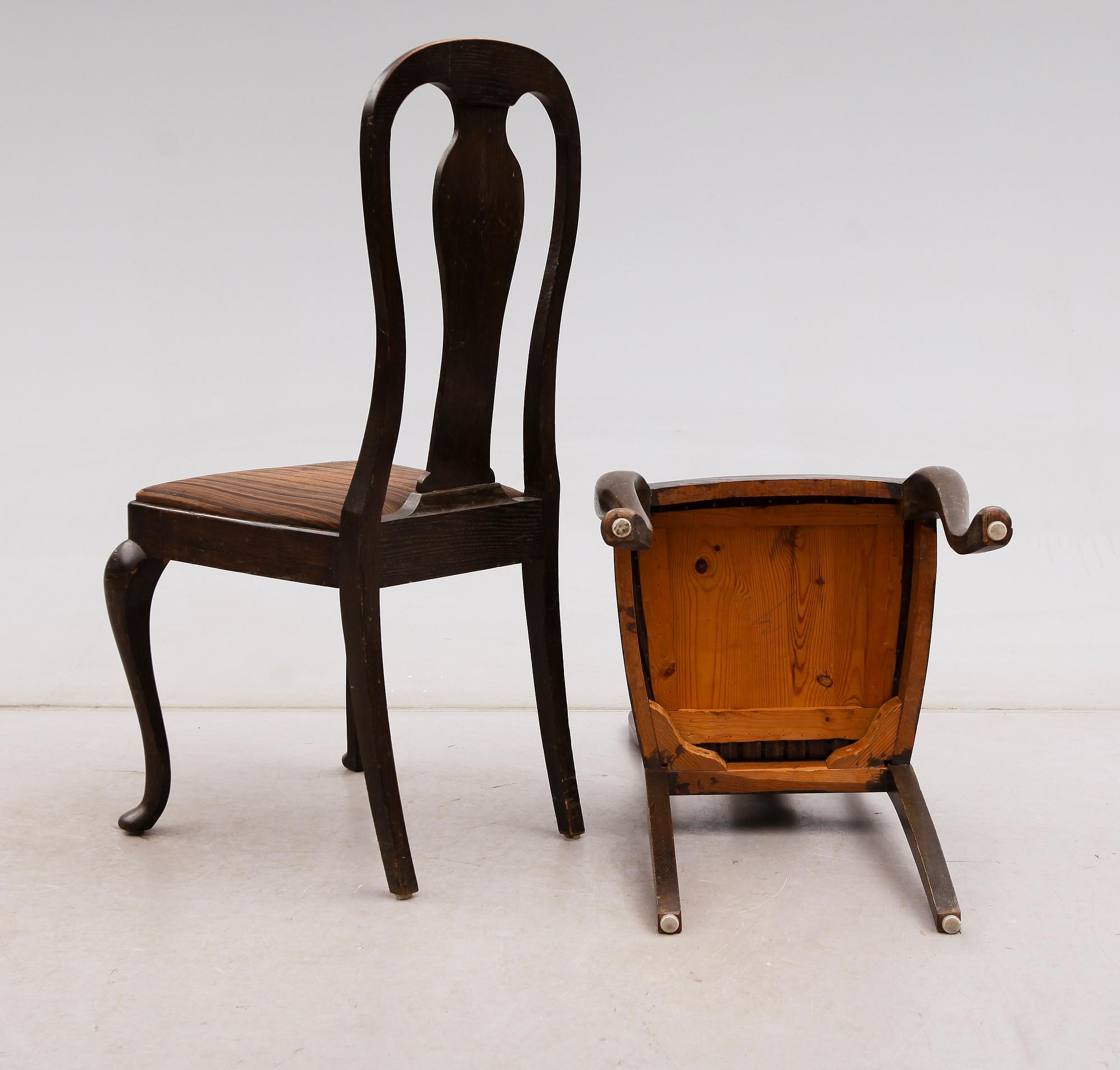 STOLAR, 6 st, barockstil, 1900-talets första hälft.