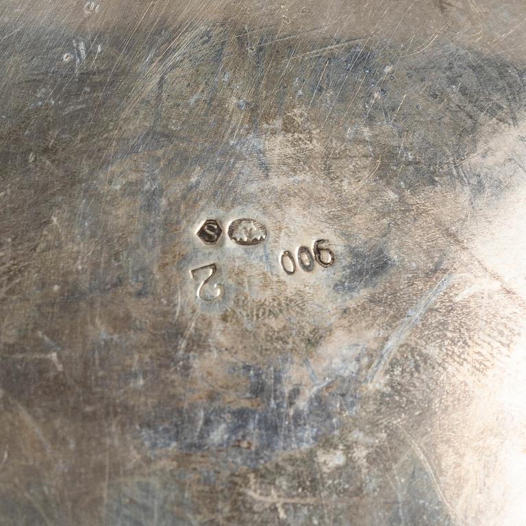 A Rococo style silver tea caddy, Swedish import mark, 20th century.