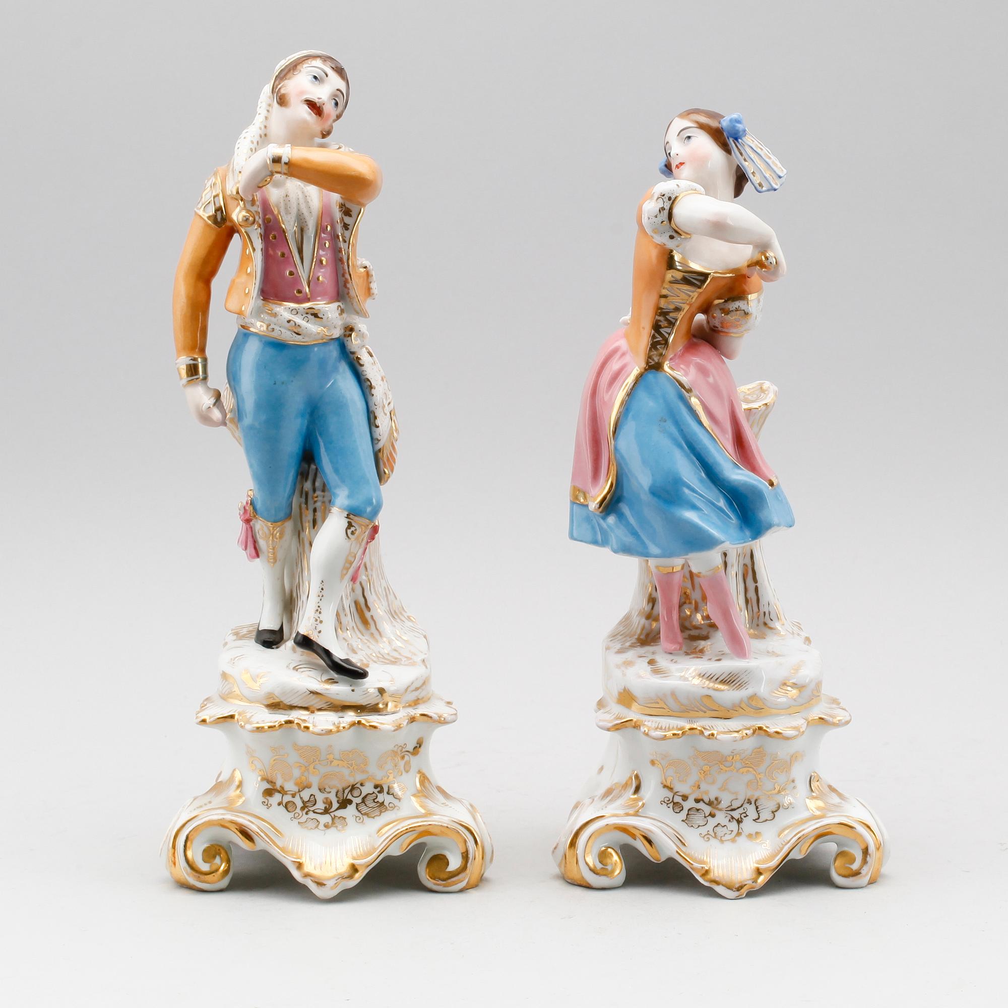 FIGURER, 1 par, porslin, 1800-talets andra hälft.