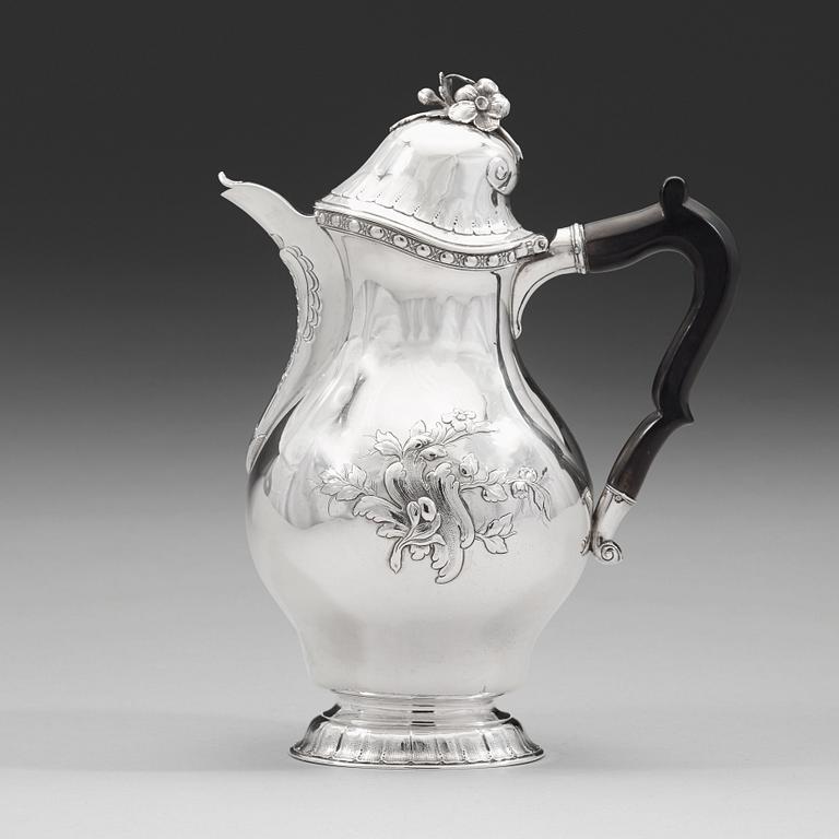 A Swedish 18th century silver coffee-pot, mark of Johan Schvart, Karlskrona 1780.