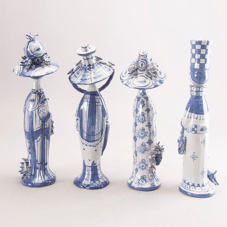 Björn Wiinblad, a set of four glazed signed and dated figurines.