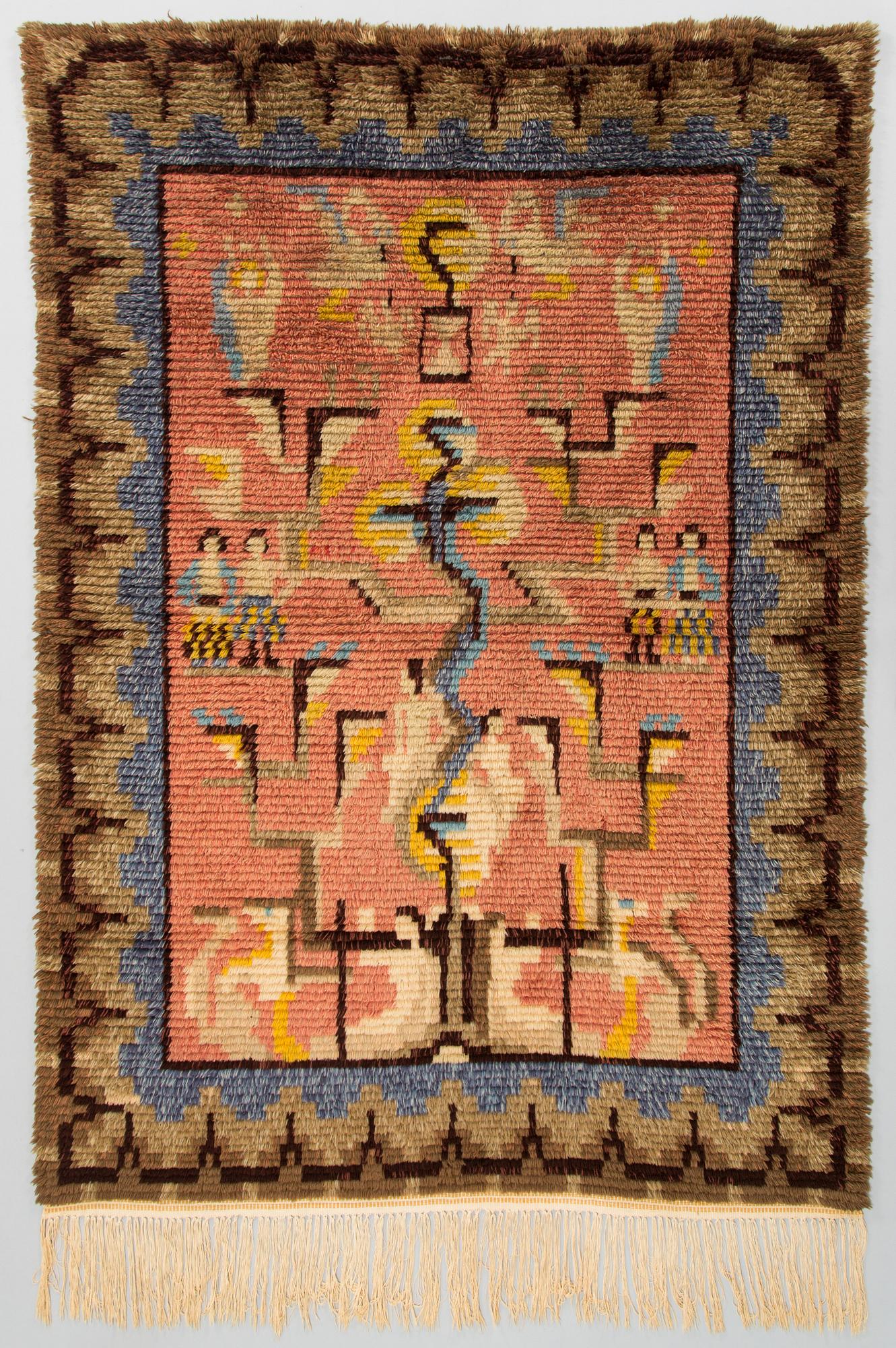 Ester Ax, a Finnish long pile rug, model for Neovius. Circa 177x125 cm.