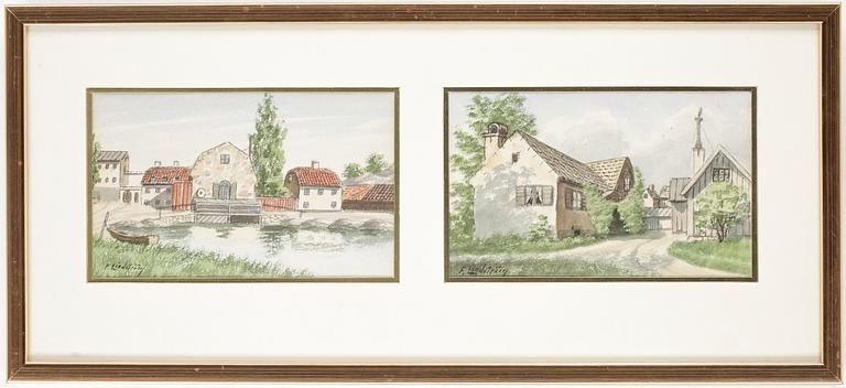 FRANS LINDSTRÖM, 14 st, akvareller, signerade.