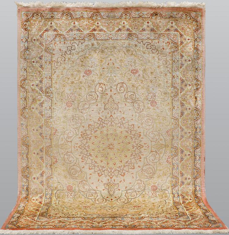 A rug, silk Qum, ca 146 x 98 cm.