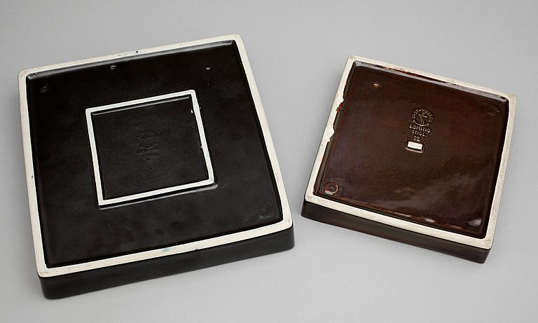 ASKFAT, 2 st, keramik, "Domino" Stig Lindberg, Gustavsberg, 1950-tal.