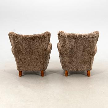 Armchairs, a pair from the 1940s.