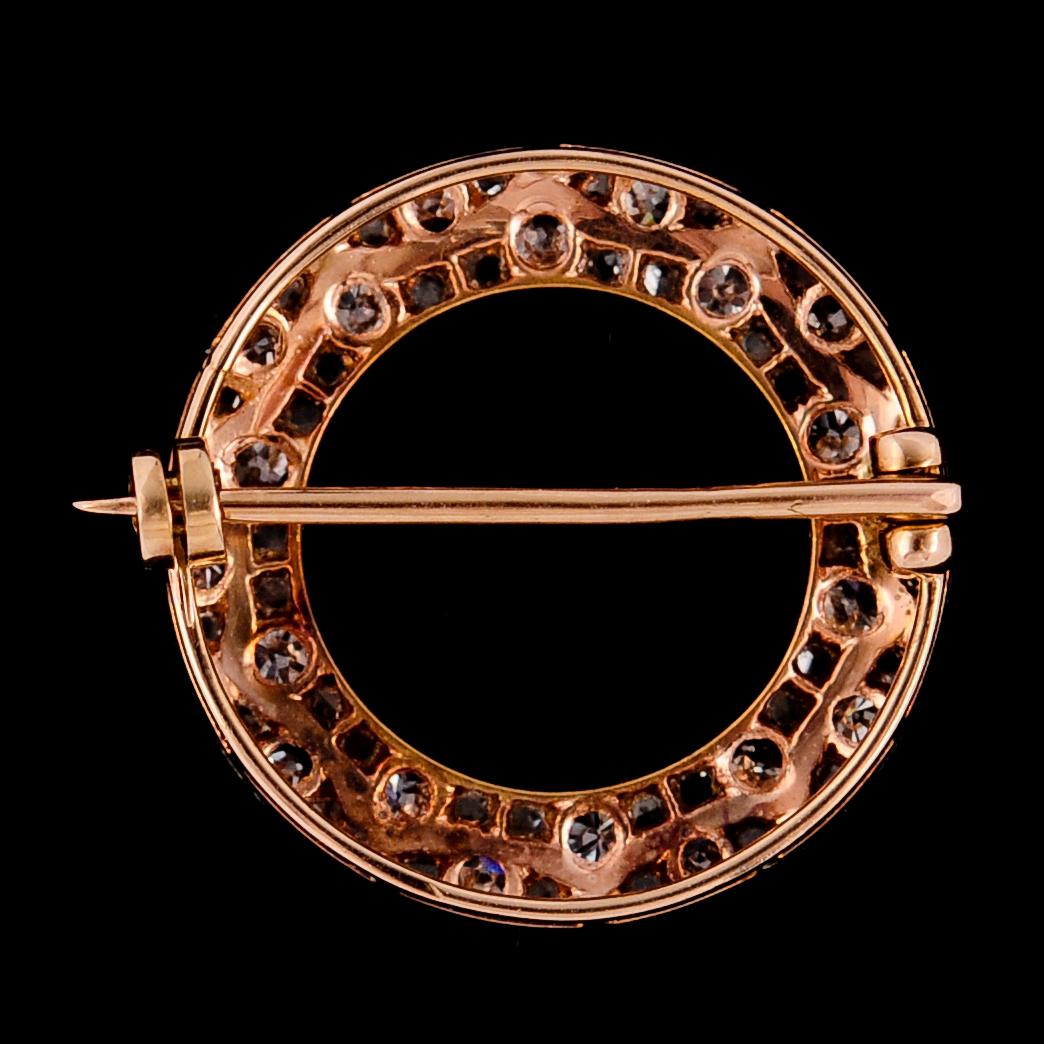 BROSCH, 14 k guld, möjligen Ryssland, med briljanter totalt ca 1.0 ct.