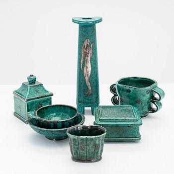 Wilhelm Kåge, samling, 7 delar, "Argenta", Gustavsberg.