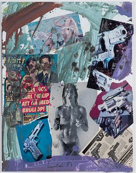 Ulf Lundell, mixed media with collage, signed and dated 07.