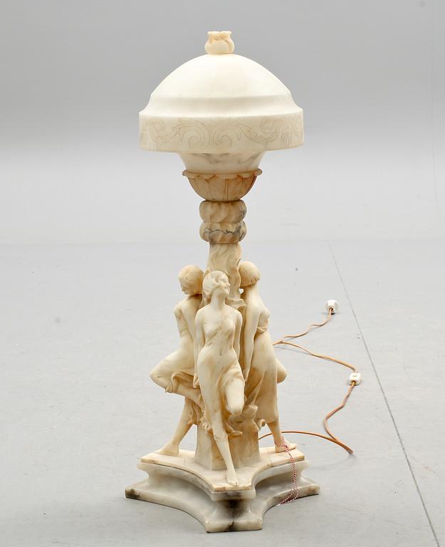 BORDSLAMPA, alabaster och stenmassa, 1900-tal.