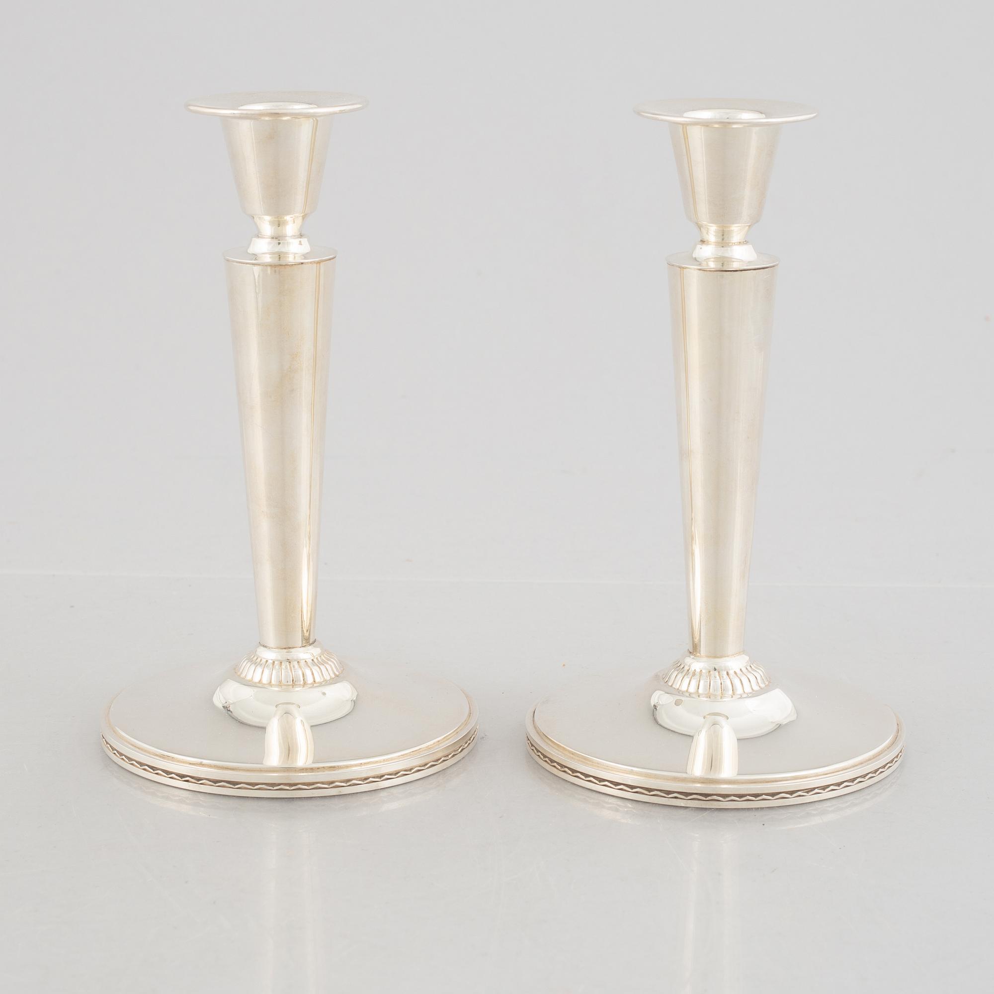 Eric Råström, ljusstakar, ett par, silver, CG Råström, Stockholm 1969.