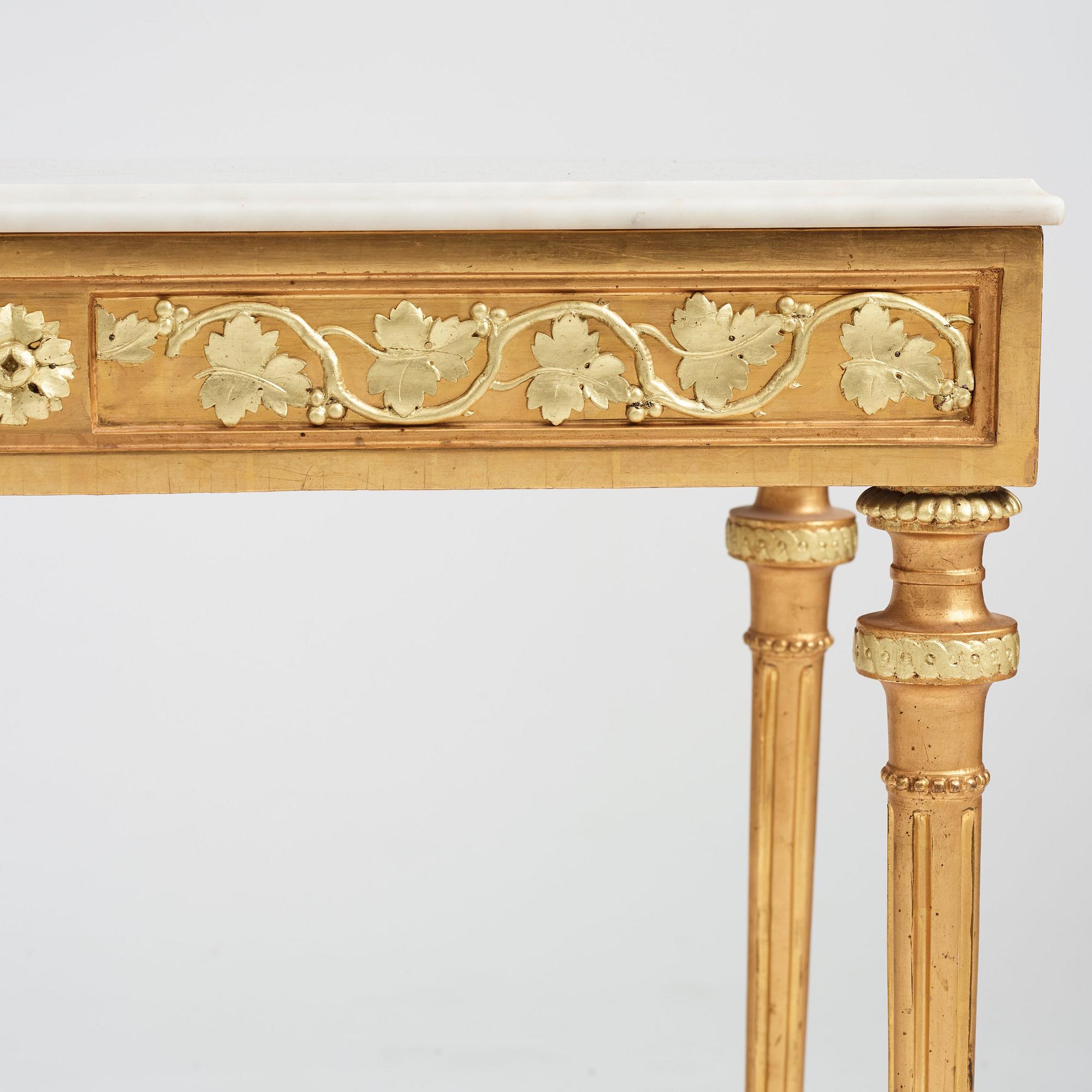A late Gustavian console table in the manner of P Ljung, late 18th Century.