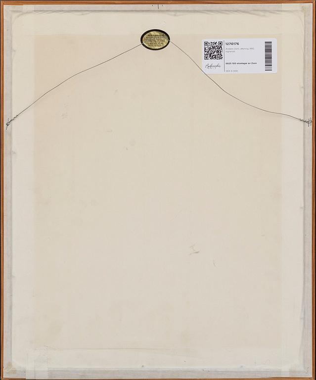 Anders Zorn, a signed etching from 1912.