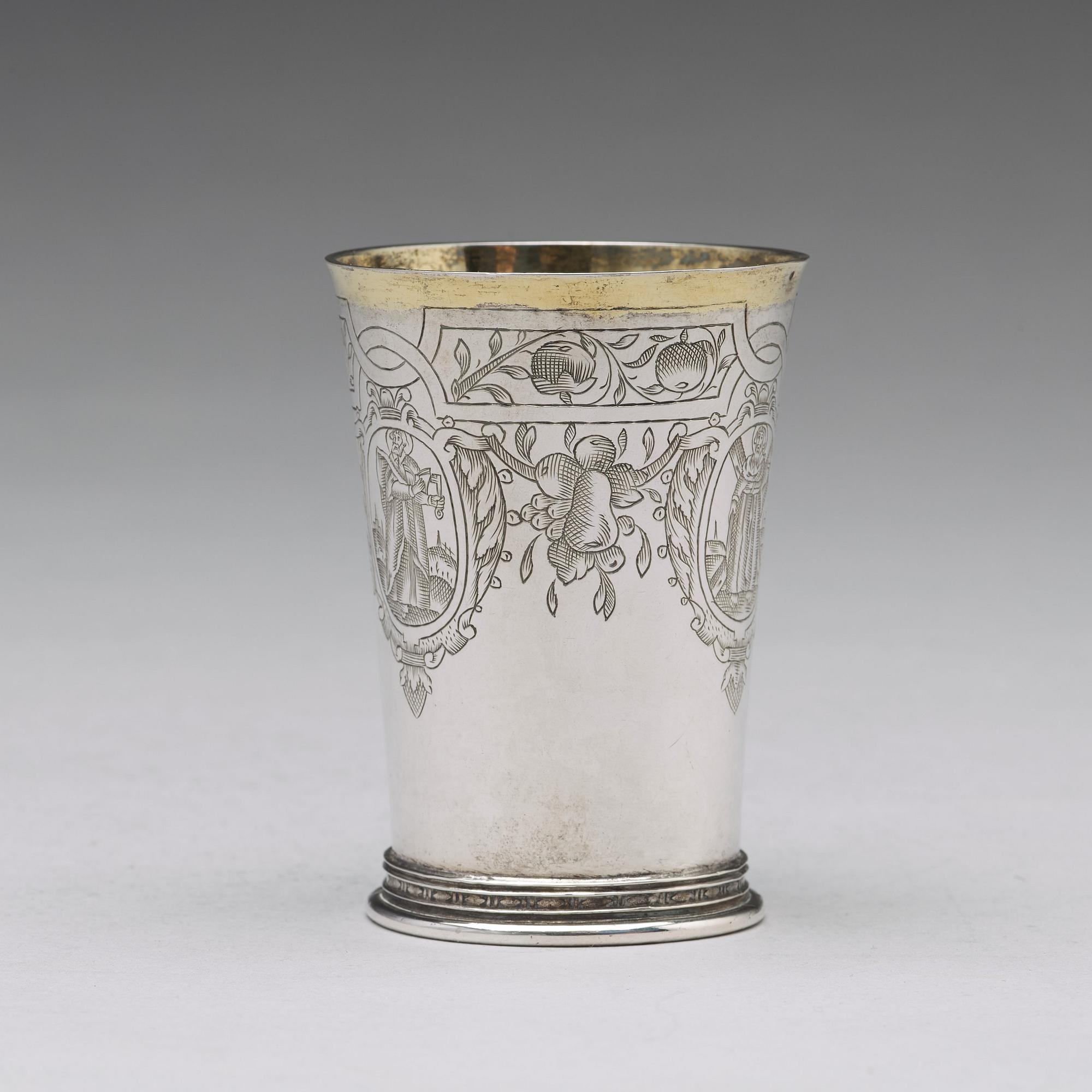 Andreas Pauli, bägare, silver, Köln (verksam 1663-1669). Senrenässans.
