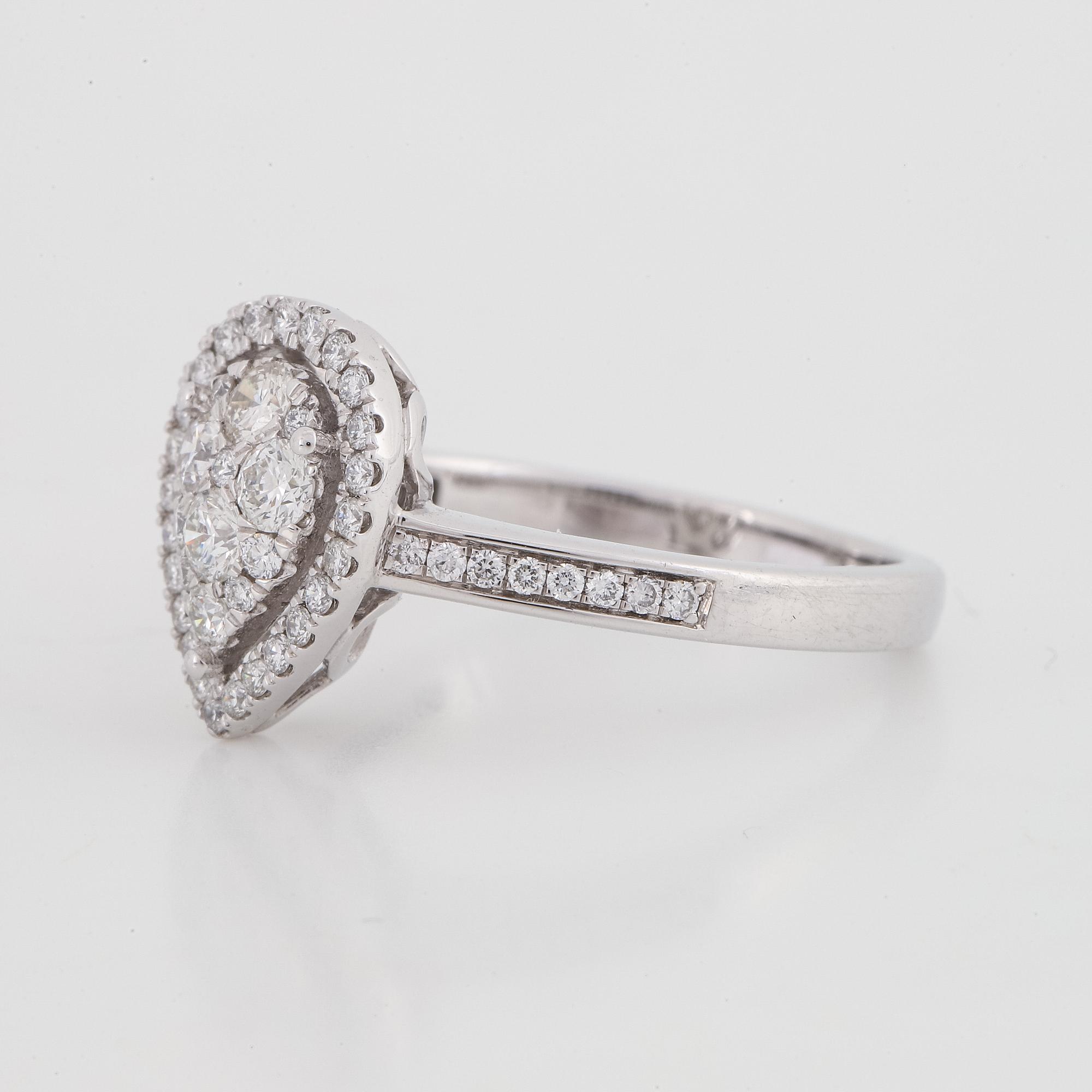 Drop shaped brilliant-cut diamond ring.