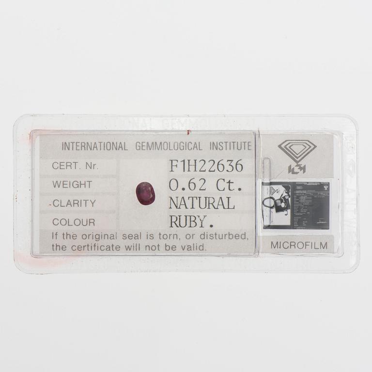 RUBIN, oval fasettslipad 0,62 ct.