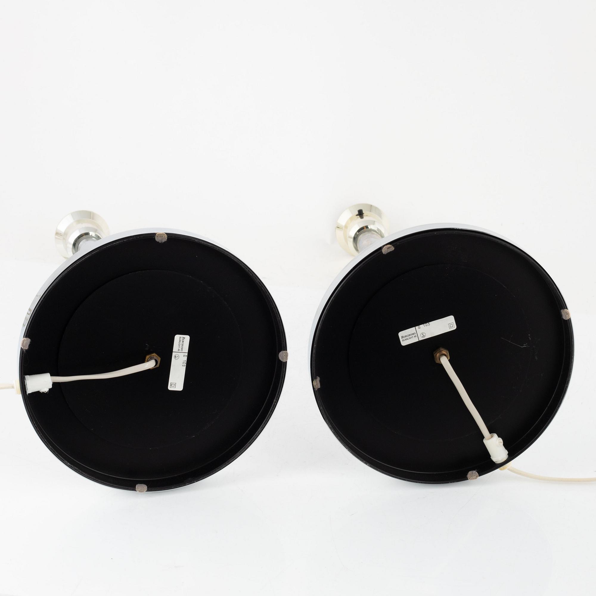 A pair of model 'B 103' table lights, Bergboms, 1970's.