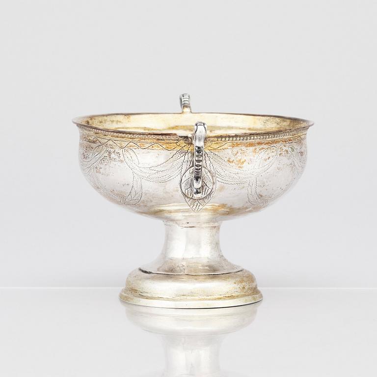 Christopher Bauman, brännvinsskål, silver, Hudiksvall 1797.