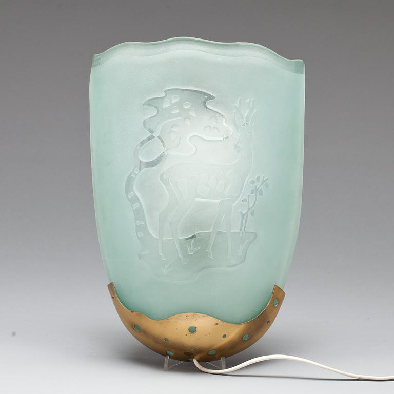 VÄGGLAMPA, glas, Glössner, signerad och daterad -45.