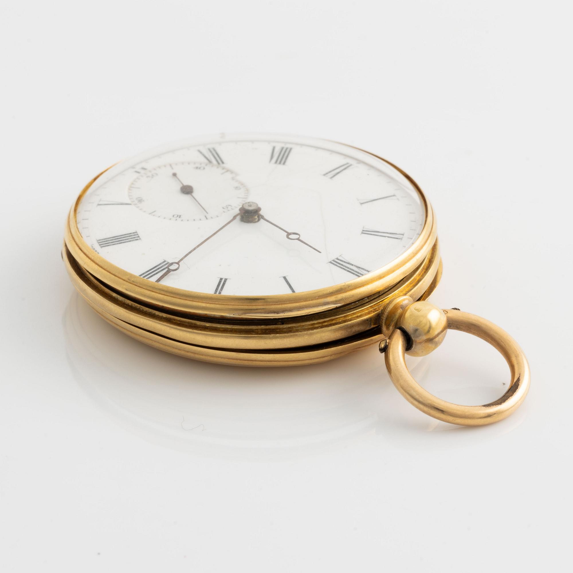 Pocket watches, 2 pcs, 14K/18K gold with Chatelaine.