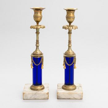 A pair of late 18th-century candlesticks in late Gustavian style.