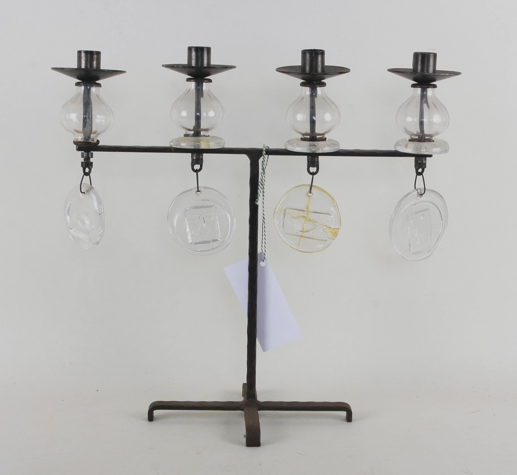 KANDELABER, smide och glas, Erik Höglund.