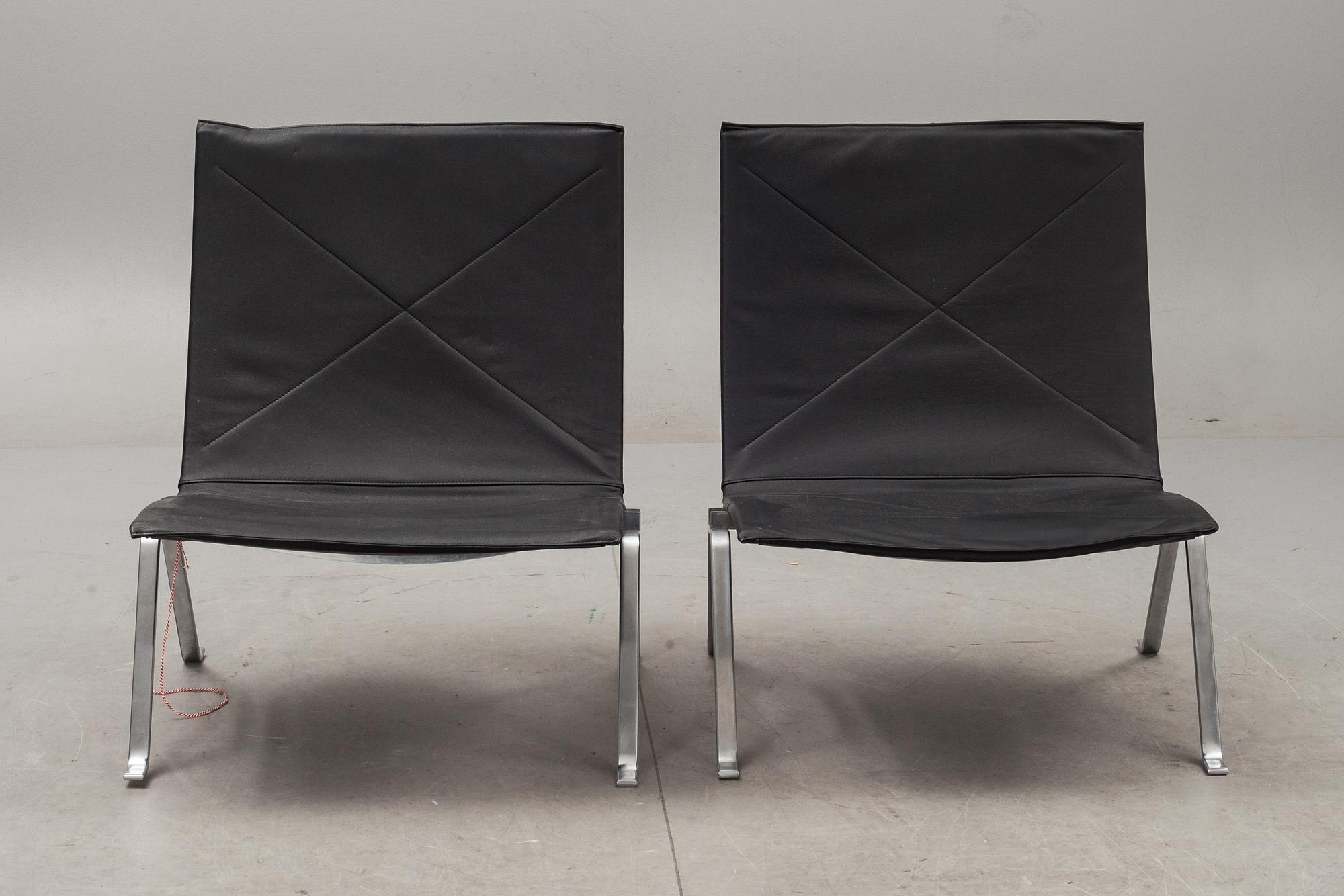 FÅTÖLJER ett par, "PK-22", Poul Kjaerholm, E. Kold Christensen.