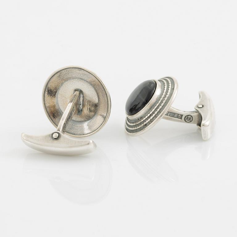 Kalevala koru, silver and labradorite cufflinks.