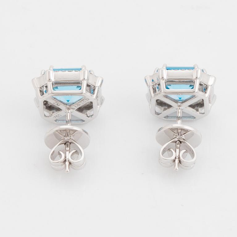 Topaz and brilliant cut diamond earrings.