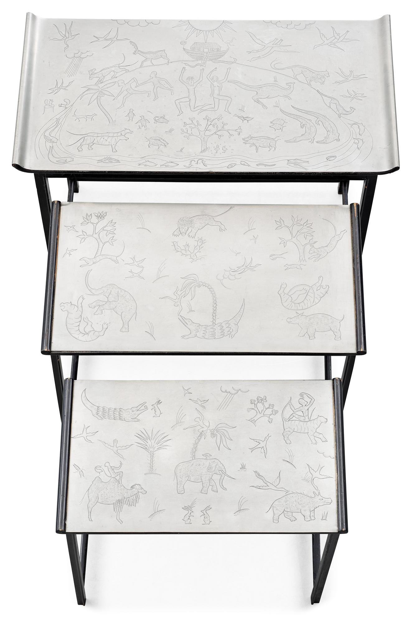 A Nils Fougstedt & Björn Trägårdh set of tables by Svenskt Tenn 1930.