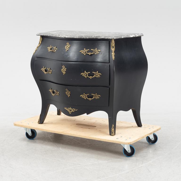 A painted Rococo style chest of drawers, mid 20th Century.