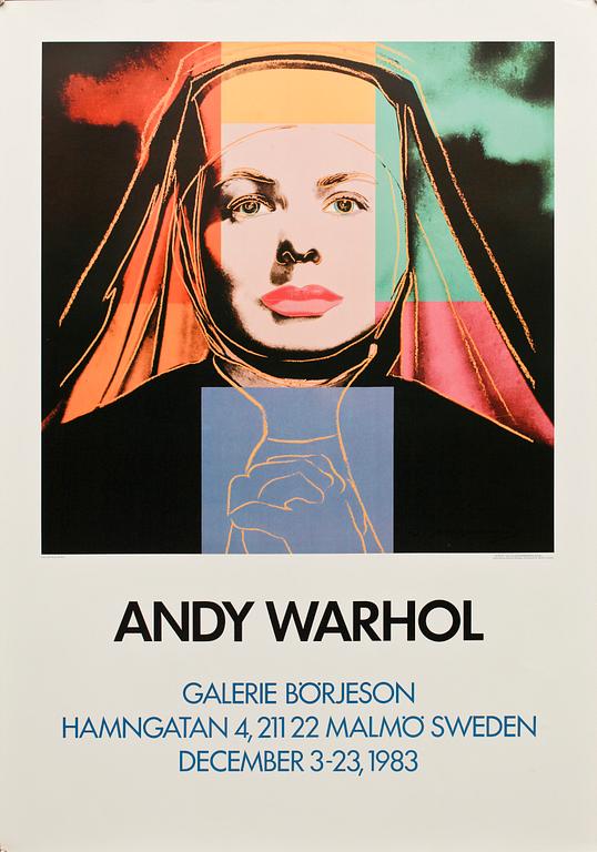 ANDY WARHOL, efter, affischer, 3 st, Galerie Börjeson 1983.