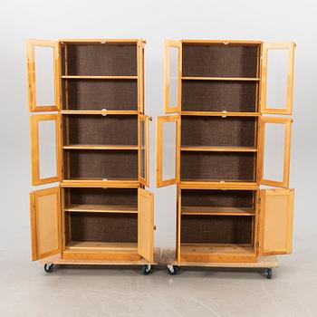 Display cabinet/bookcase, a pair from IKEA, late 20th century.