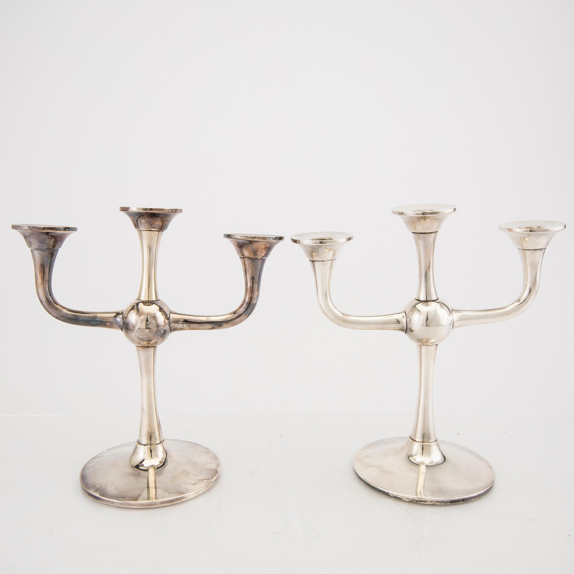 A 20th century Norwegian pair of silver candelabras mark of Karl Jörgen Otteren  weight 1428 grams.