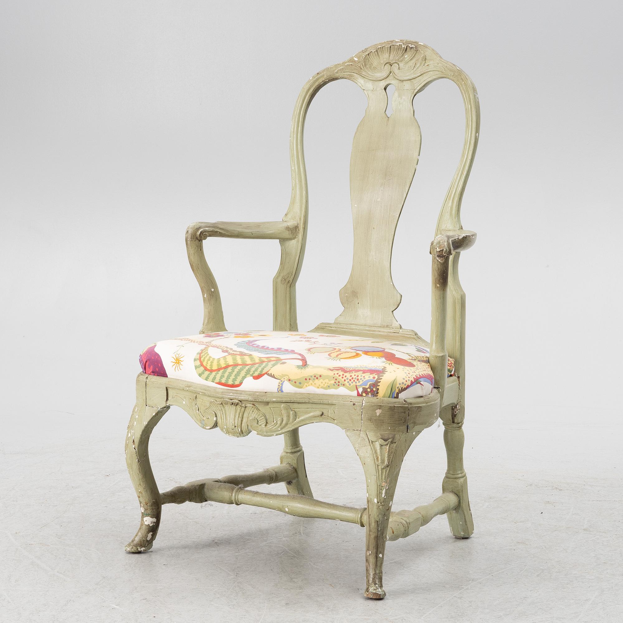 A Swedish rococo armchair, Stockholm, later part 18th century.