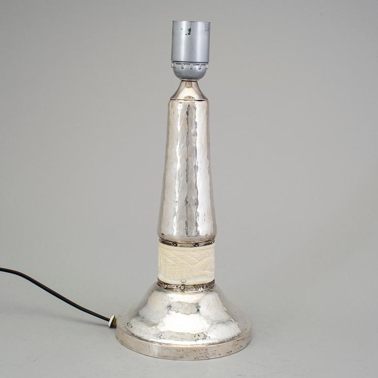 A Swedish 20th century silver table-lamp, mark of Marta af Ekenstam, Malmo 1920.