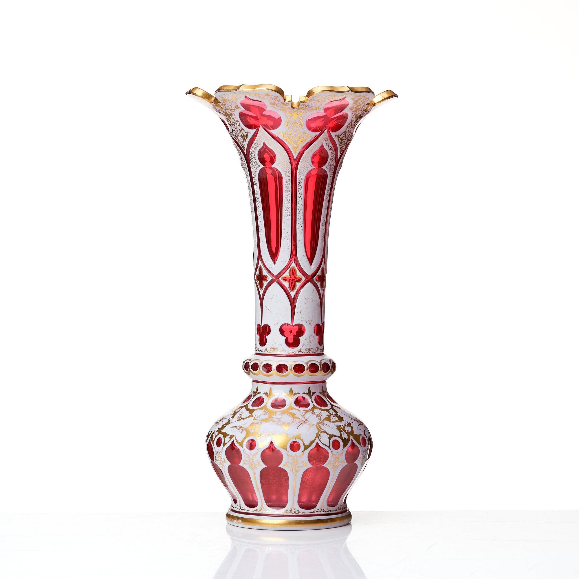 A ruby red glass vase, Russia or Bohemia, 19th century.