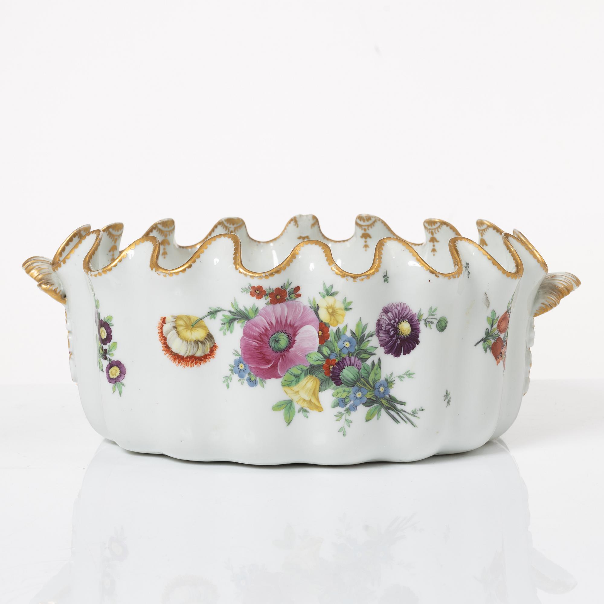 Royal Copenhagen, a glass rinser, "'Saxon Flower', Denmark, 19th century.