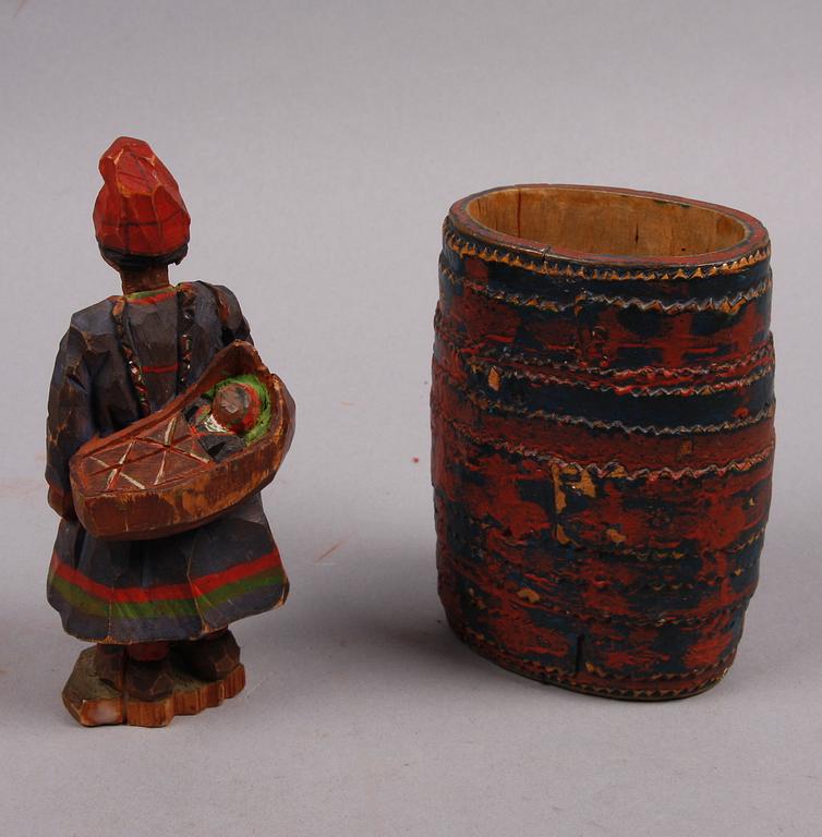 PARTI SAMISKT, 4 delar, björk, 1800/1900-tal.