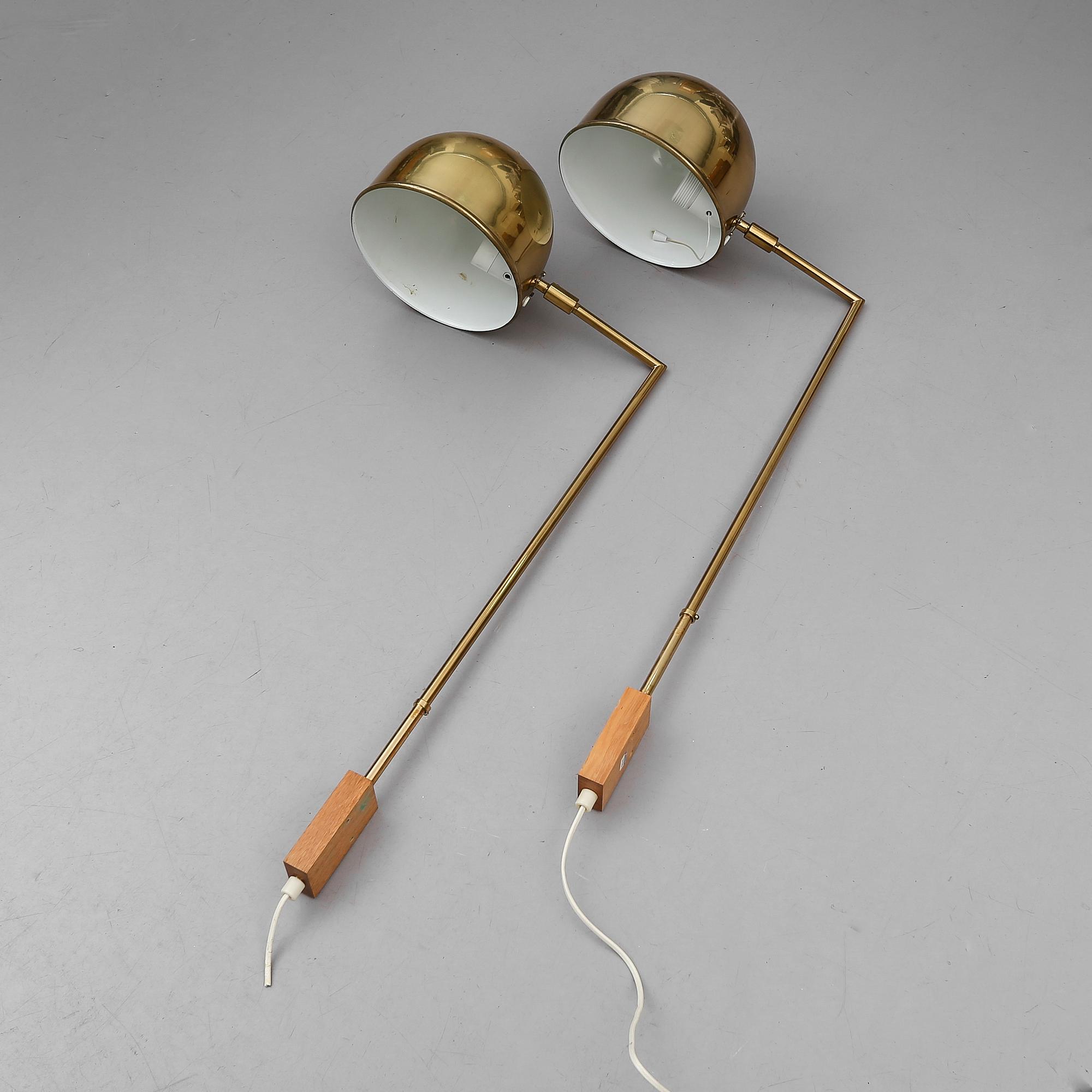 VÄGGLAMPOR, 1 par, V-75, Bergboms, 1900-talets andra hälft.